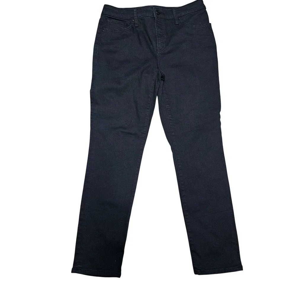 Chicos Black Straight Leg Jeans Womens Stretch‎ Denim Pants 5-Pocket Classic